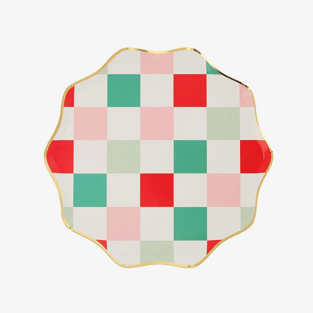 Meri Meri 8 Assiettes De Noel Carreaux