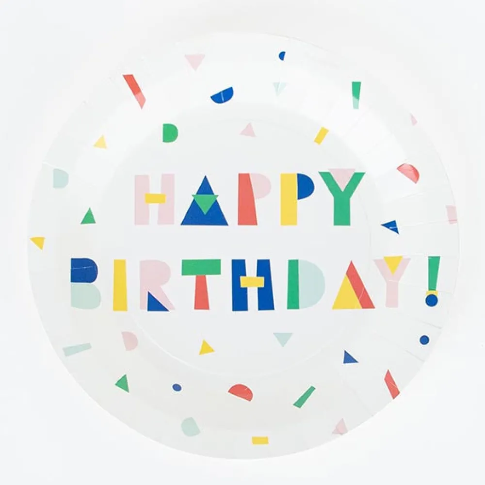 My Little Day 8 Assiettes Happy Birthday Et Cotillons