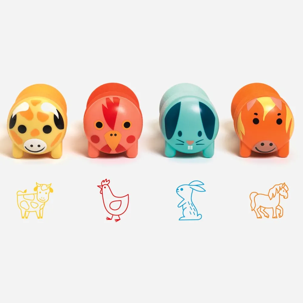 Djeco 4 Tampons Animaux De La Ferme> Coloriages