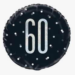 Unique Party Ballon Helium 60 Ans Noir Et Holographique> Ballons Chiffre