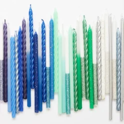Meri Meri Bougie Anniversaire : 16 Bougies Tie And Die Bleues Et Vertes