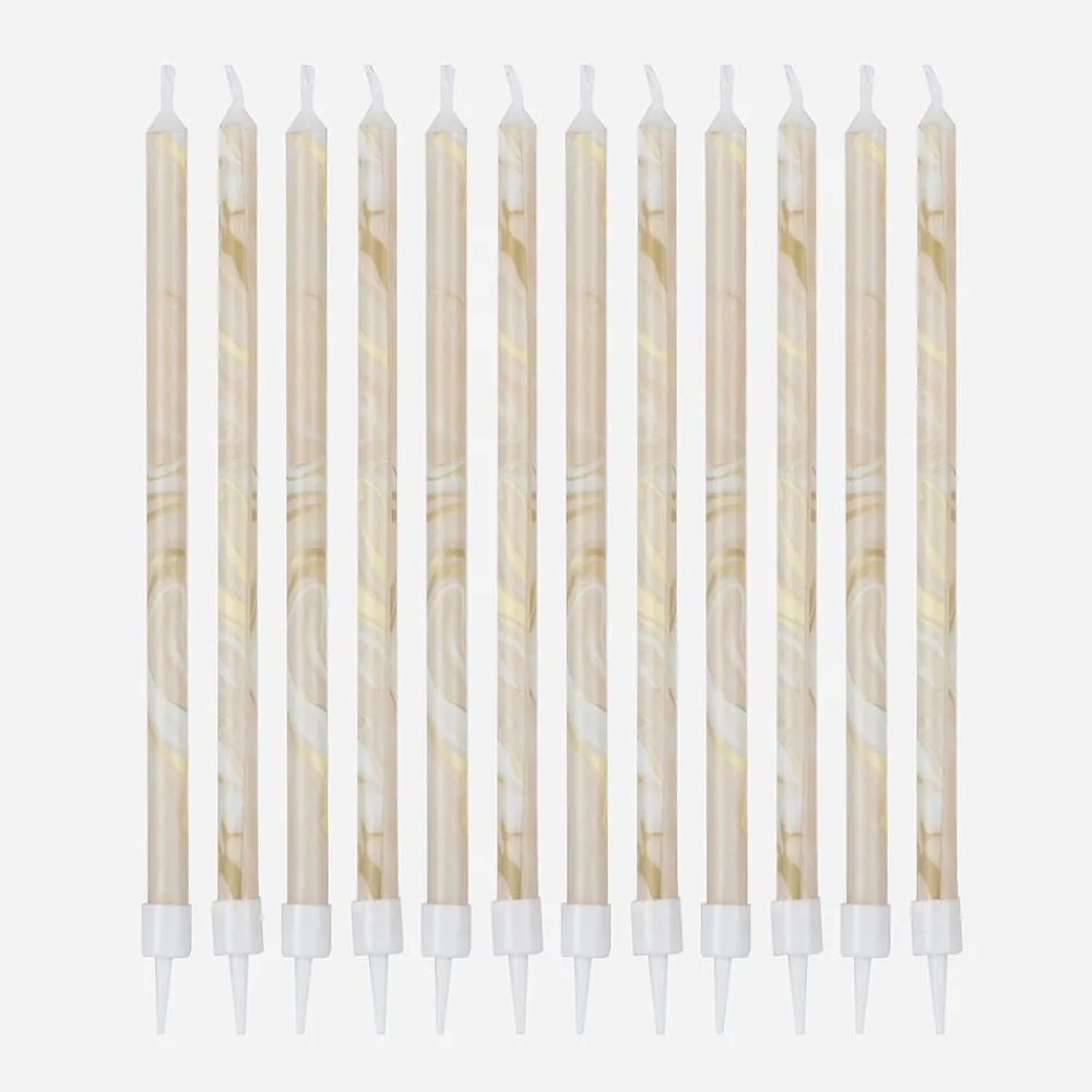 Ginger Ray Bougie Anniversaire : 12 Bougies Dore Marbre