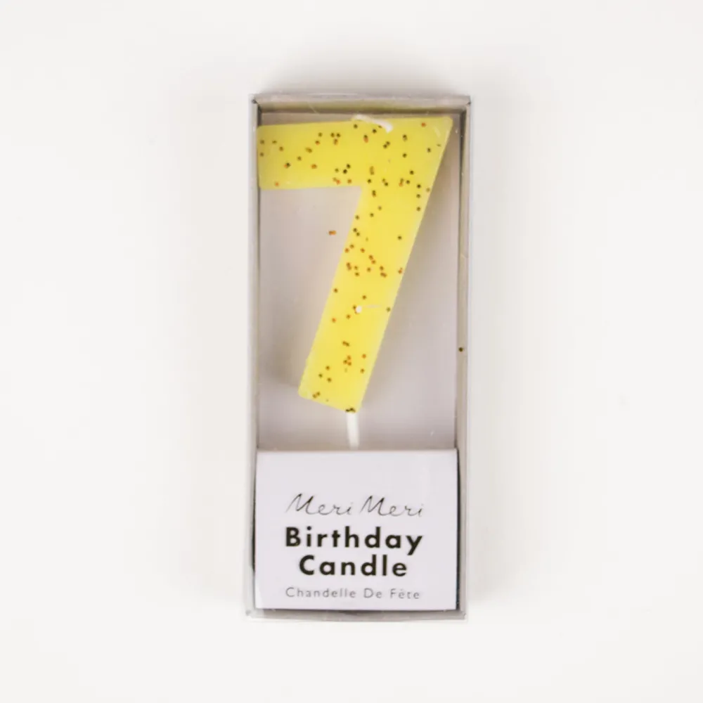 Meri Meri Bougie Anniversaire : Chiffre 7 Jaune