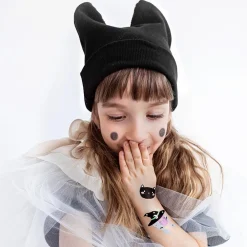 Party Deco Tatouages Halloween Noir Et Rose><noscript><img width=